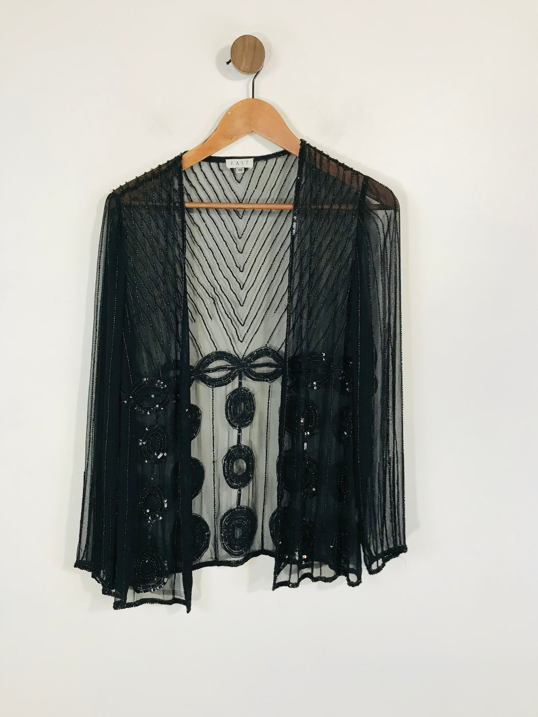 East Women's Embroidered Sequin Blazer Jacket | UK10 | Black