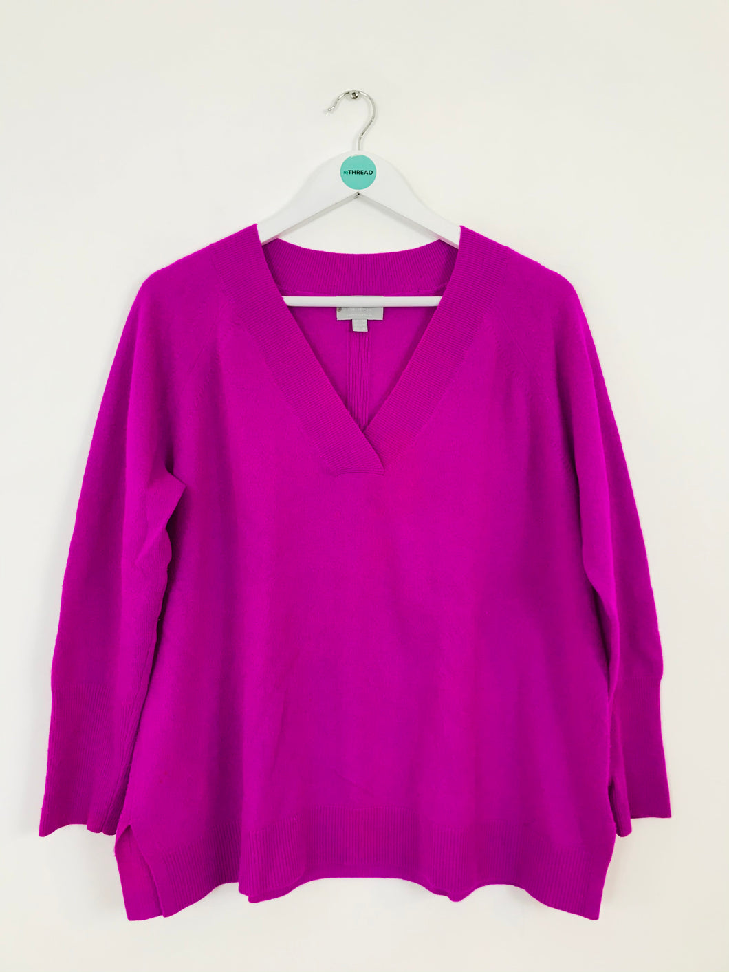 Pure Collection Women’s Cashmere Knit V-Neck Jumper | UK14 | Purple