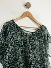 Load image into Gallery viewer, Mint Velvet Women&#39;s Leopard Print Sheer Blouse | UK16 | Green
