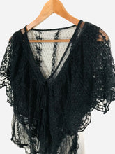 Load image into Gallery viewer, Topshop Women&#39;s Lace Ruffle Blouse | M UK10-12 | Black
