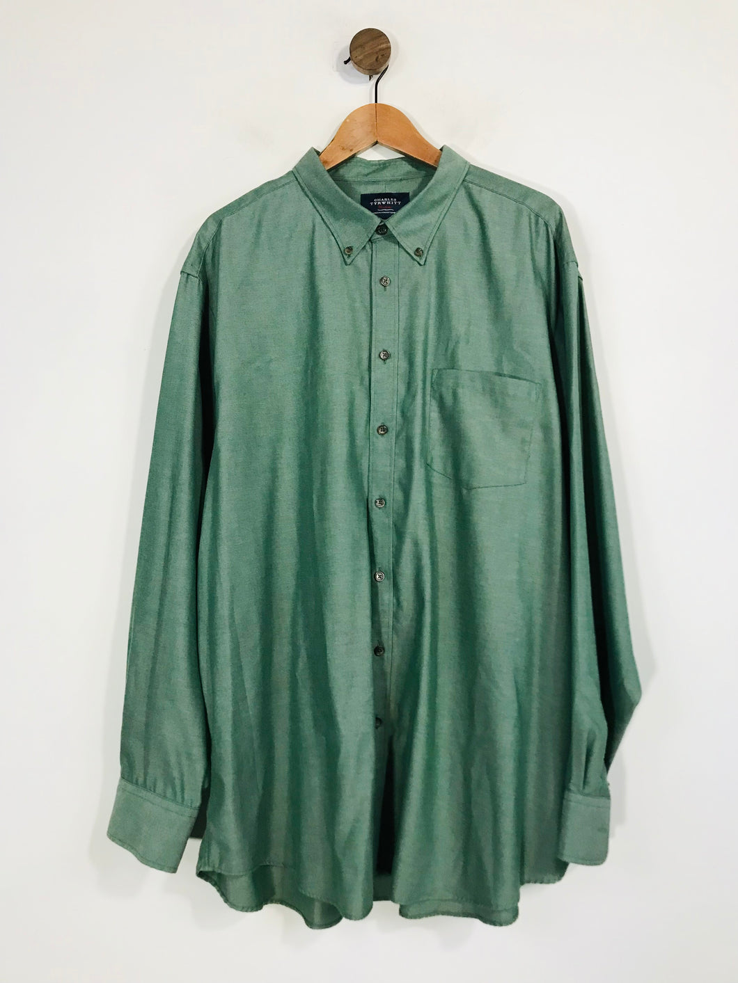 Charles Tyrwhitt Men's Cotton Button-Up Shirt | XXL | Green