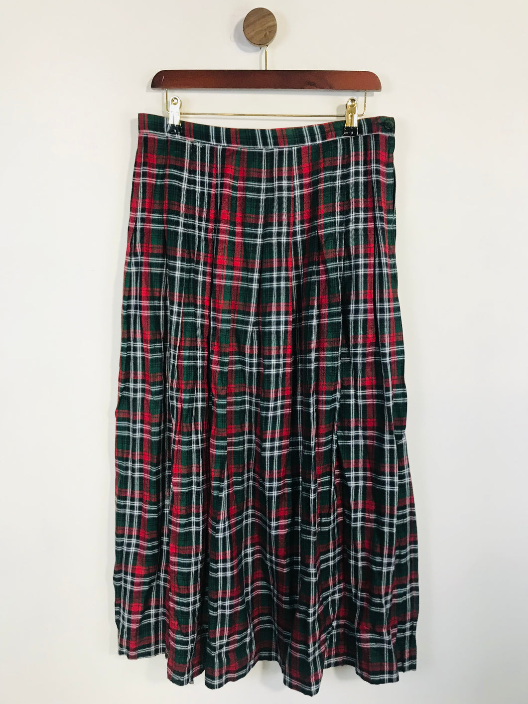 Susan Bristol Women's Pleated Plaid Maxi Skirt | UK16 | Multicoloured