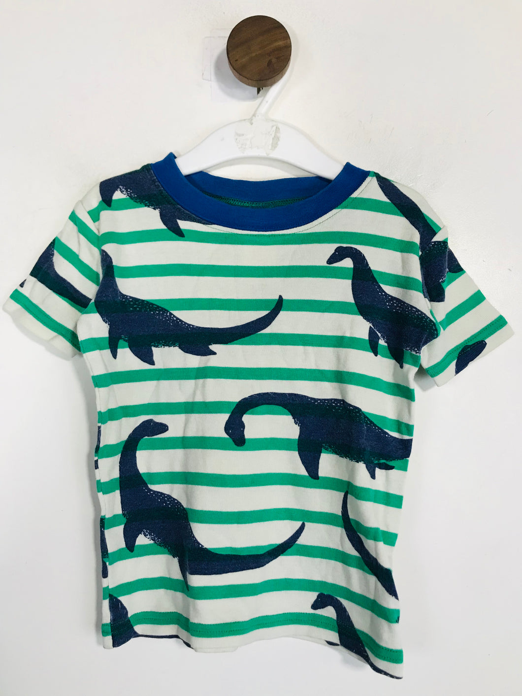 Boden Kid's Striped Dinosaur Print T-Shirt | 5 Years | Multicoloured