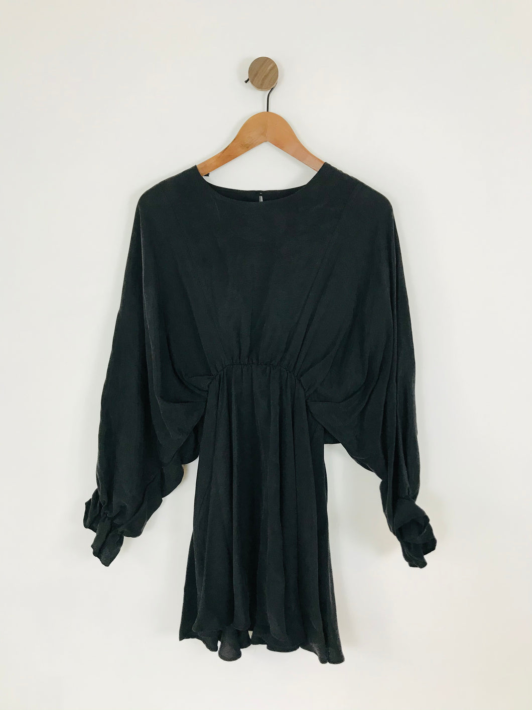 Zara Women’s Bat Wing Sleeve Gathered Mini Dress | XS UK6 | Black