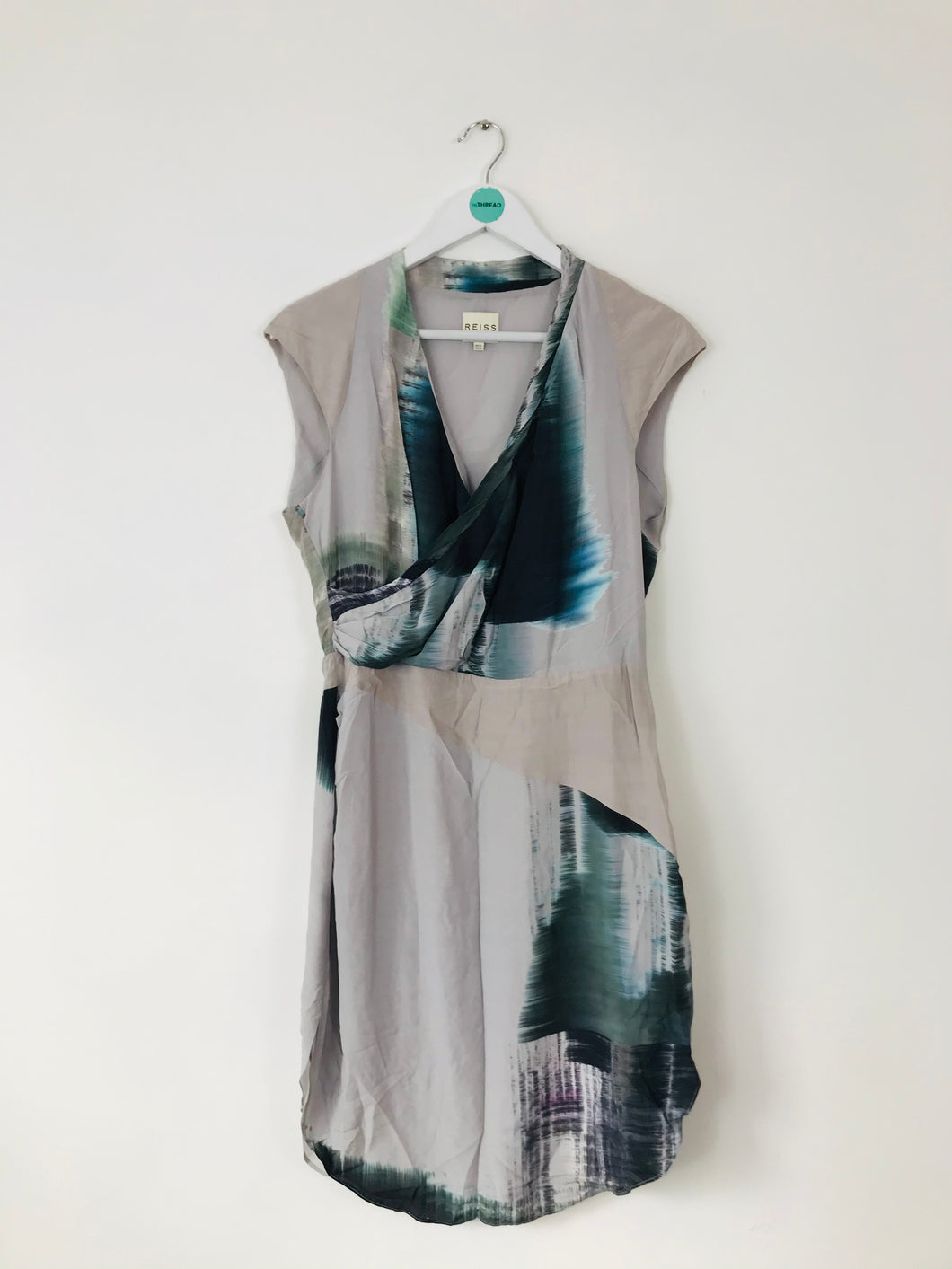 Reiss Women’s Cap Sleeve Midi Sheath Dress | UK12 | Grey