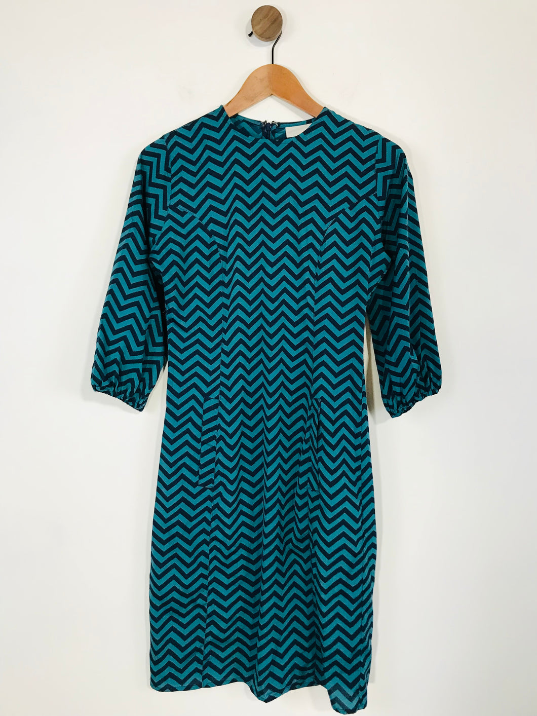 Atterley Women's High Neck Chevron Shift Dress | UK8 | Blue