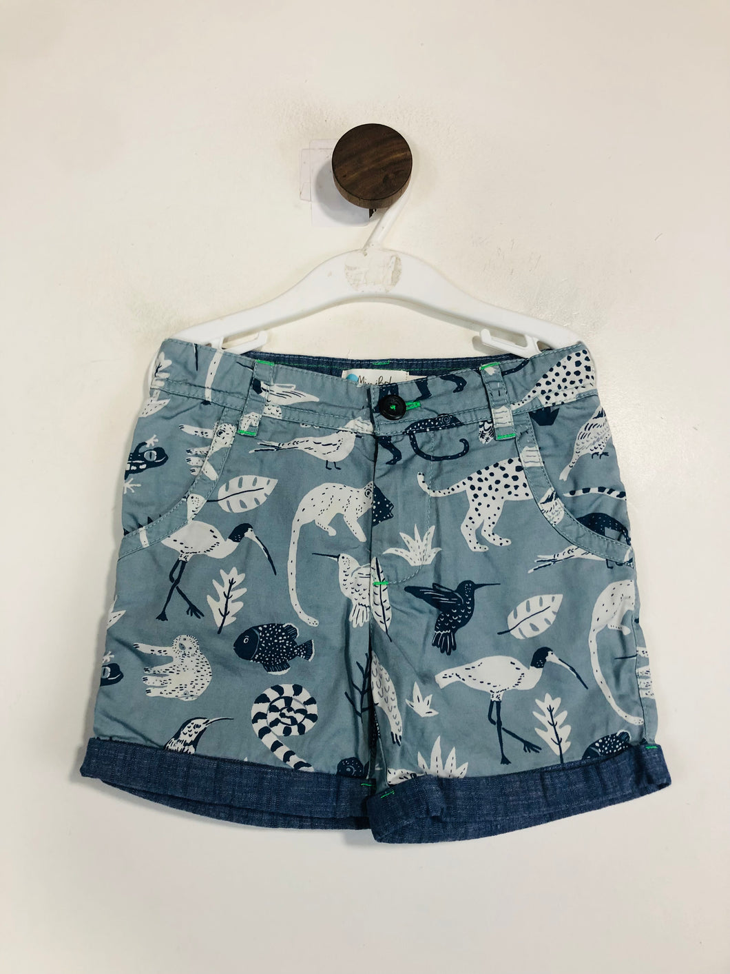 Mini Boden Kid's Animal Print Mid-Length Shorts | 5 Years | Blue