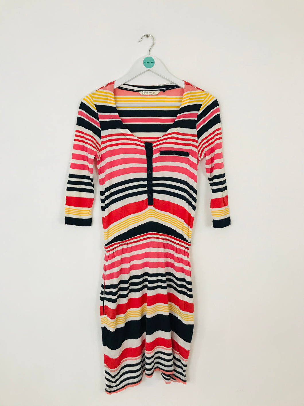 Fat Face Women’s Stripe Knit Button-Up Dress | UK8 | Multi