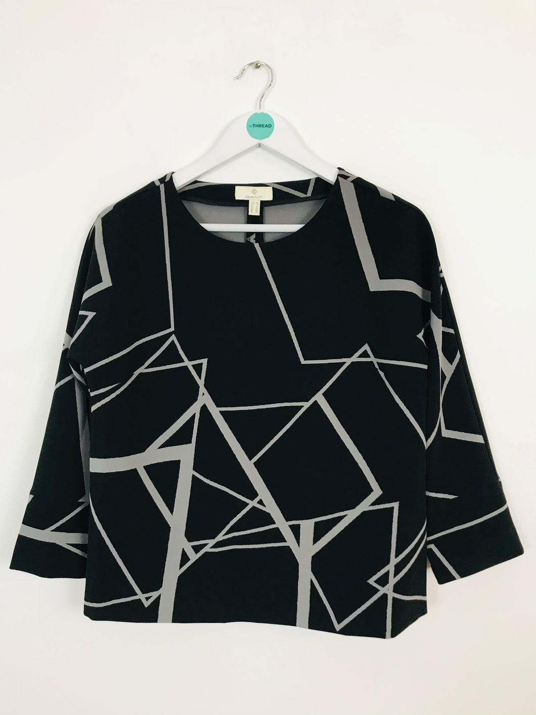 Gant Women’s Geometric Cropped Top Blouse | UK12 | Black