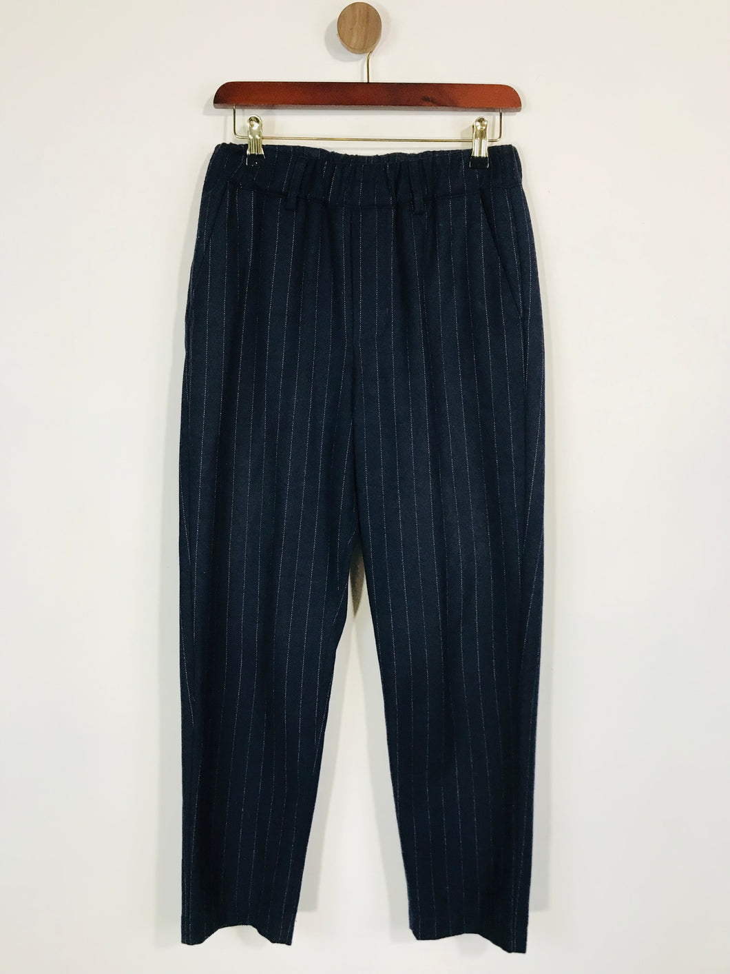 Toast Women's Wool Striped Casual Trousers | UK8 | Blue