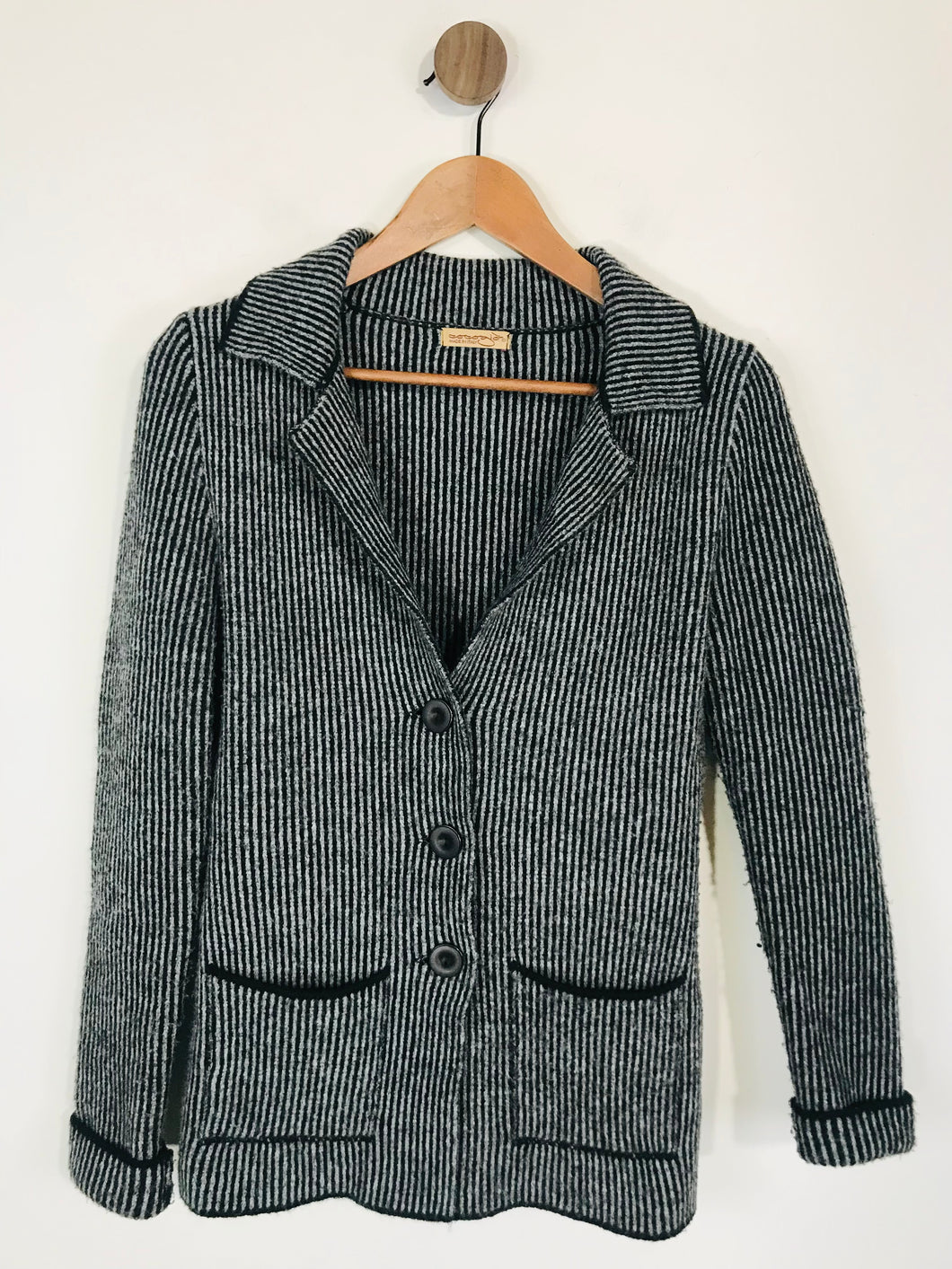Cocogio Women's Striped Smart Blazer Jacket | UK10 | Black