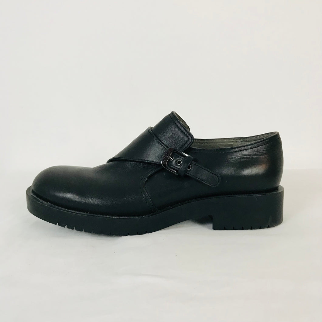 Jil Sander Unisex Leather Strap Monk Shoes | EU40 UK7 | Black
