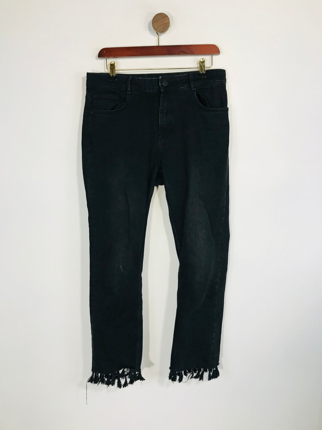 Zara Women's Fringe Straight Jeans | EU38 UK10 | Black