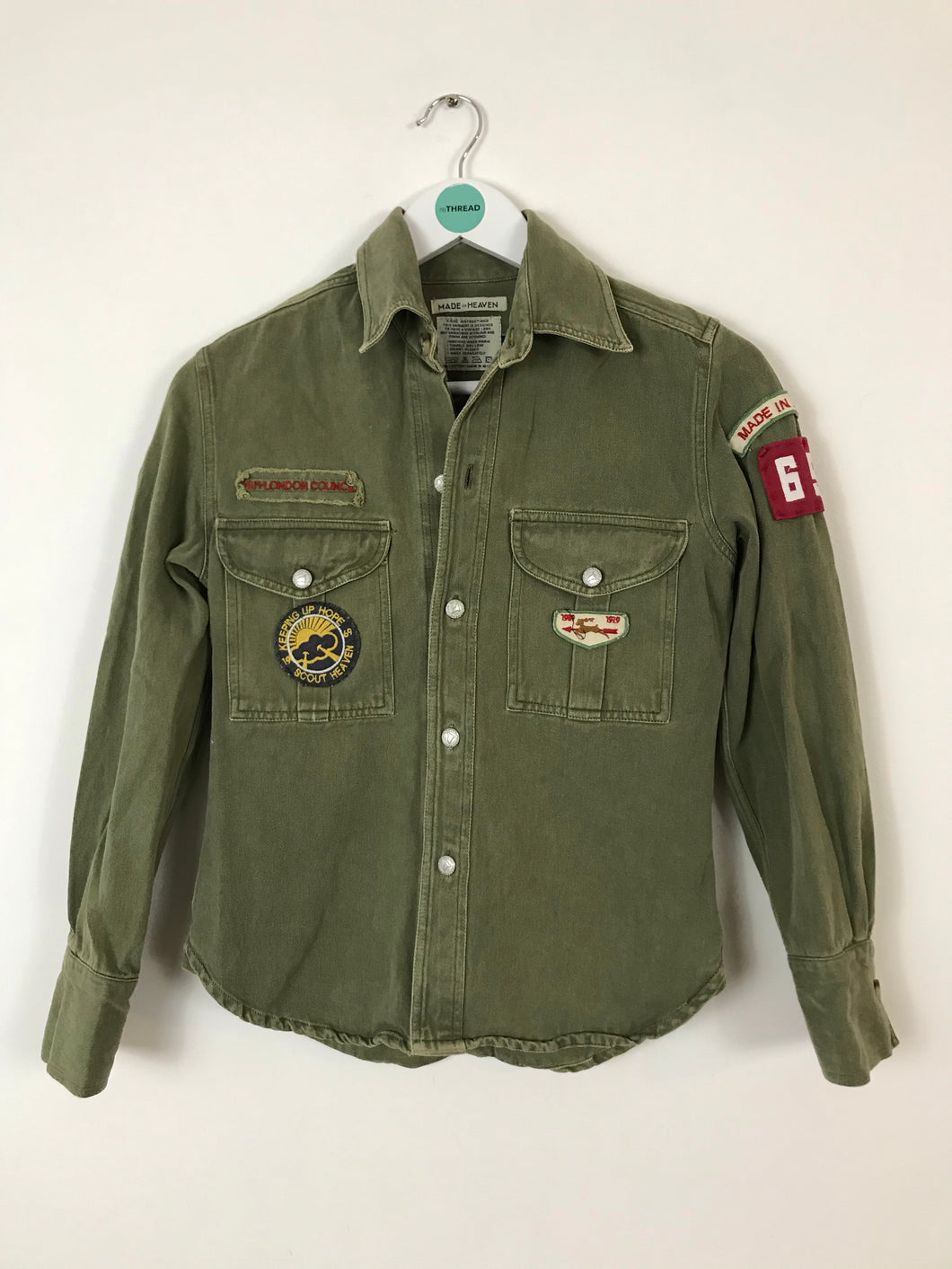 MIH Made in Heaven Womens Military Style Denim Shirt | UK10 | Green