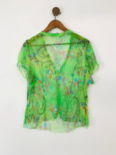 Load image into Gallery viewer, Per Una Women&#39;s Silk Sheer Floral Blouse | UK16 | Green
