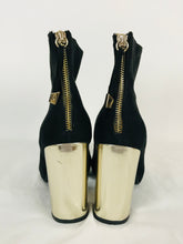 Load image into Gallery viewer, Zara Women’s Mirror Heeled Velvet Boots | EU40 UK6 | Black
