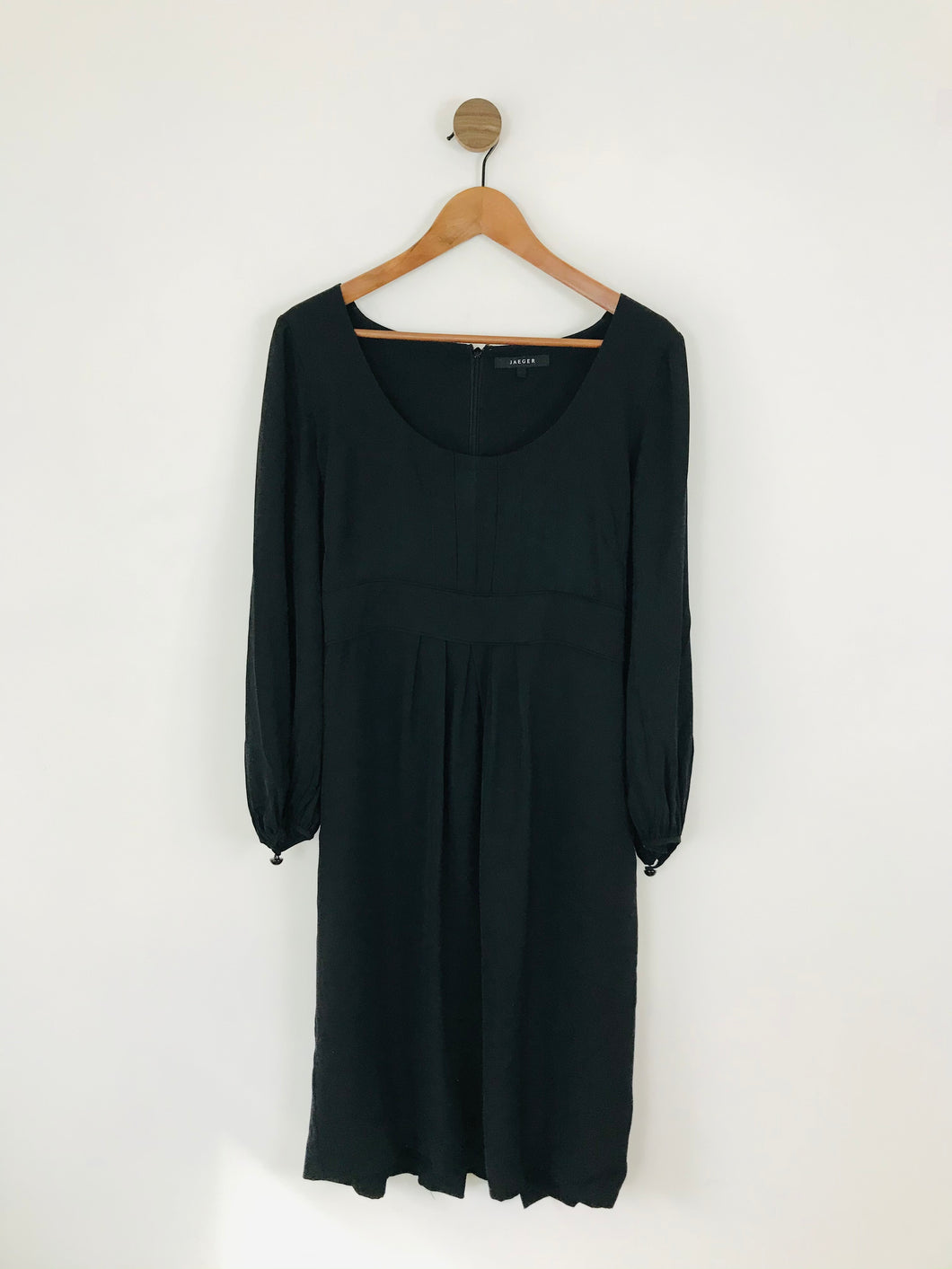 Jaeger Women’s 100% Silk Pleated Aline Dress | UK14 | Black