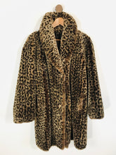 Load image into Gallery viewer, House of Fraser Women&#39;s Faux Fur Leopard Print Overcoat Coat | M UK10-12 | Brown
