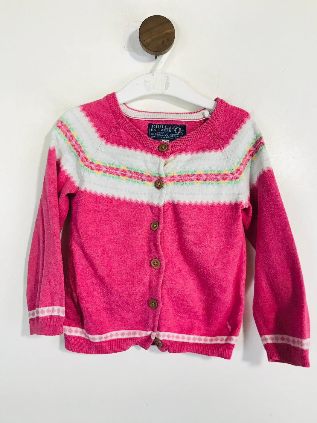 Joules Kid's Cotton Striped Cardigan | 18-24 months | Pink