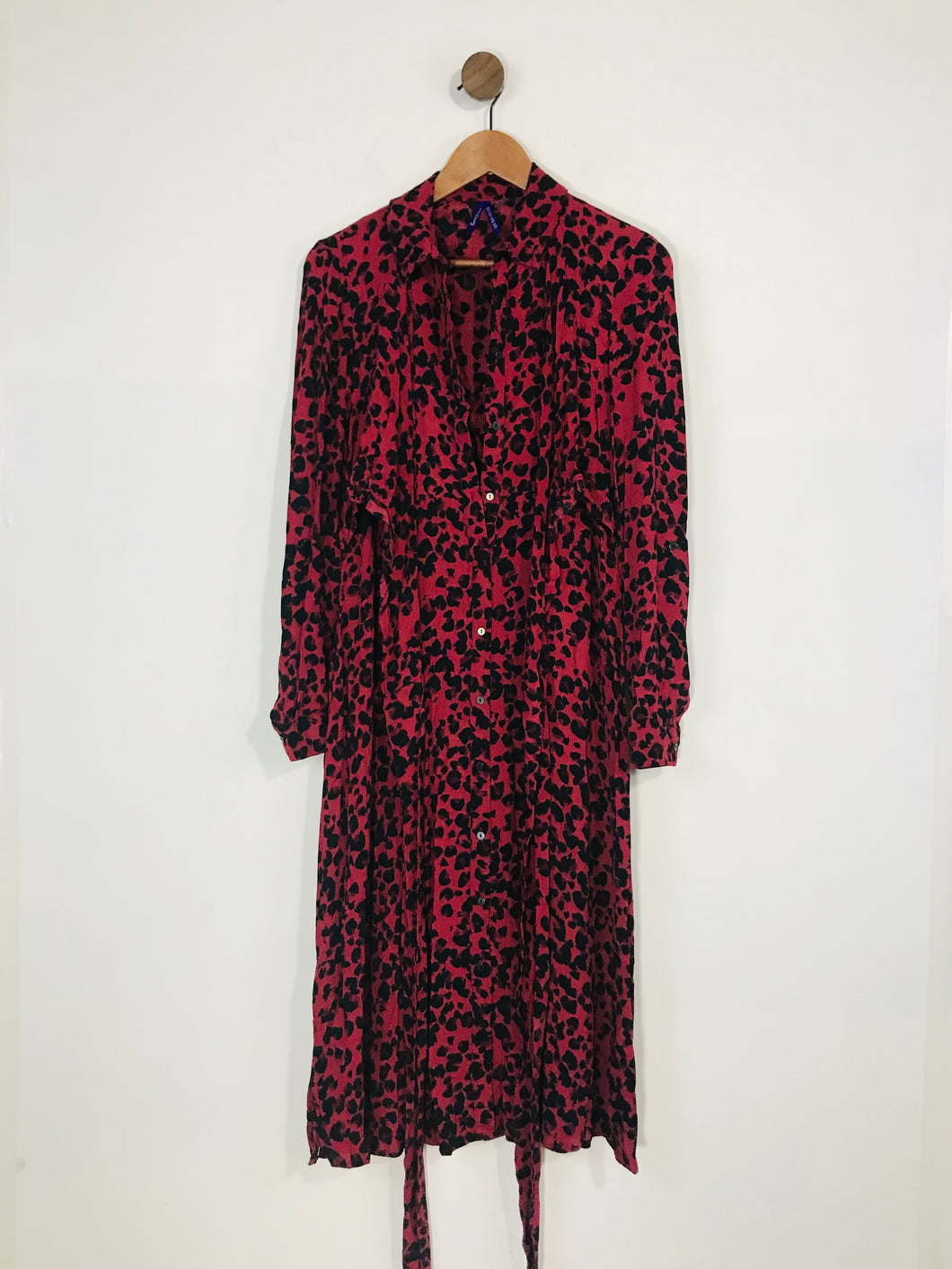 Seraphine Women's Leopard Print Wrap Long Sleeve Maternity Shirt Dress | UK10 | Red