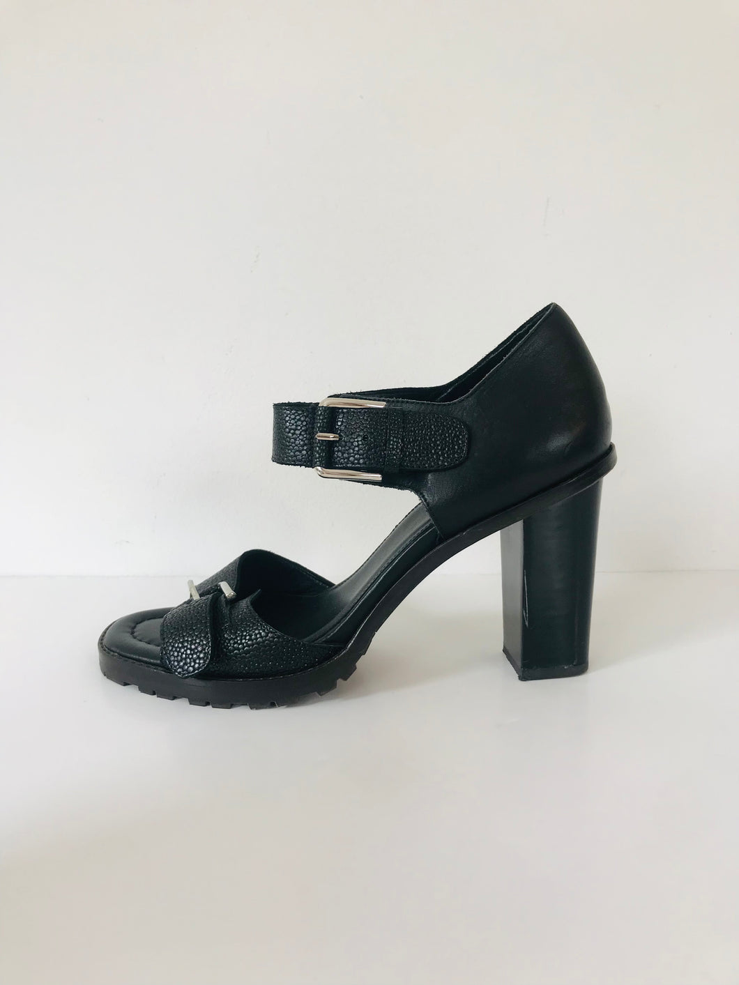 Whistles Women's Strappy Buckle Heels | 39 UK6 | Black
