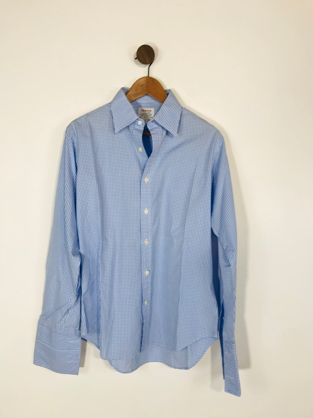 T.M.Lewin Men's Check Slim Fit Button-Up Shirt | M  | Blue