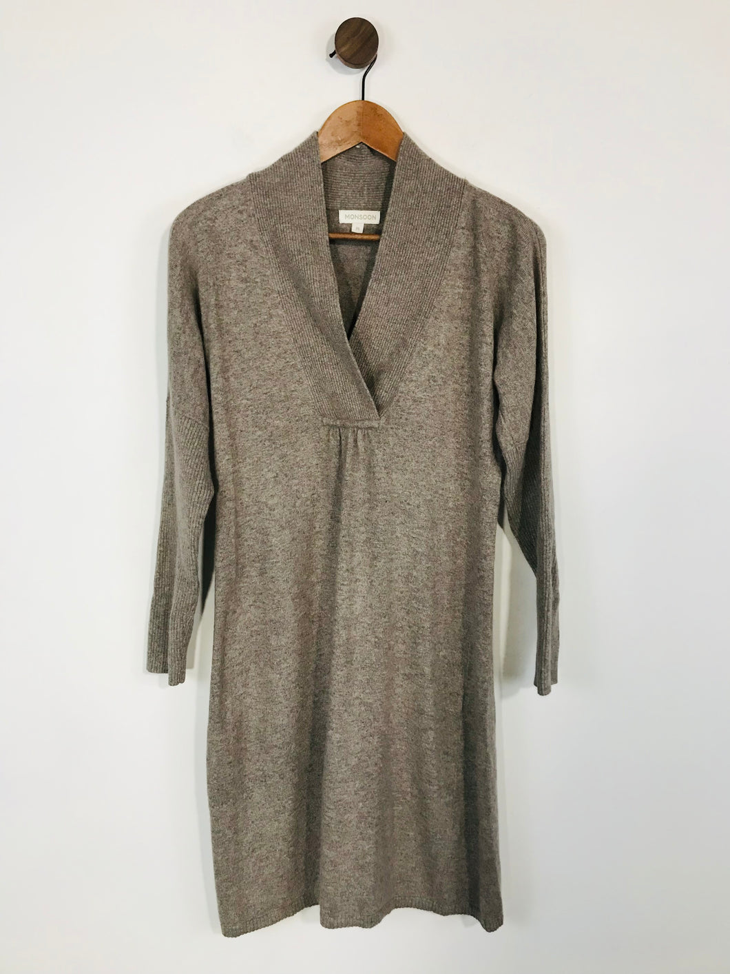 Monsoon Women's Knit Long Sleeve Shift Dress | M UK10-12 | Grey