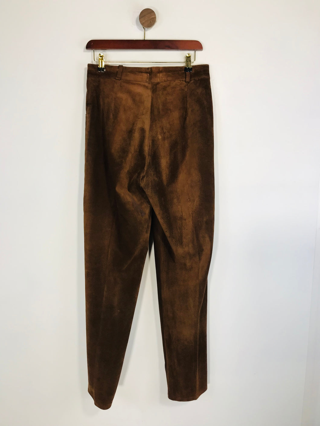 Escale 43 Women's Leather Vintage Casual Trousers | EU40 UK12 | Brown