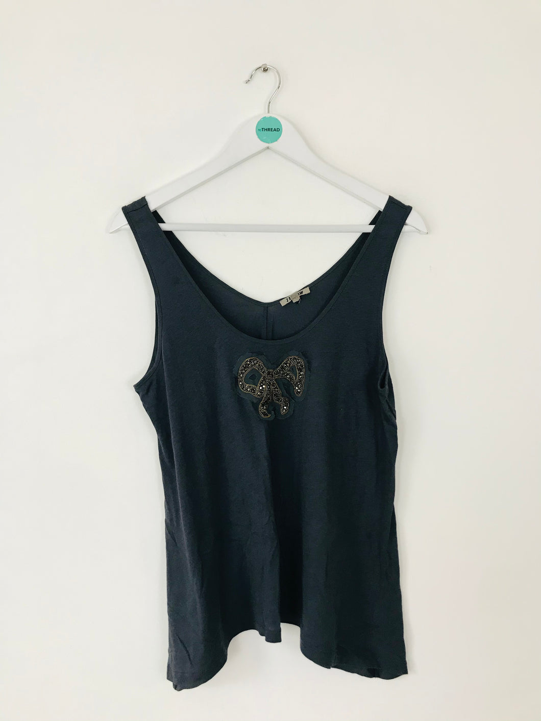 Jigsaw Women’s Embroidered Bow Tank Top | L UK14 | Grey