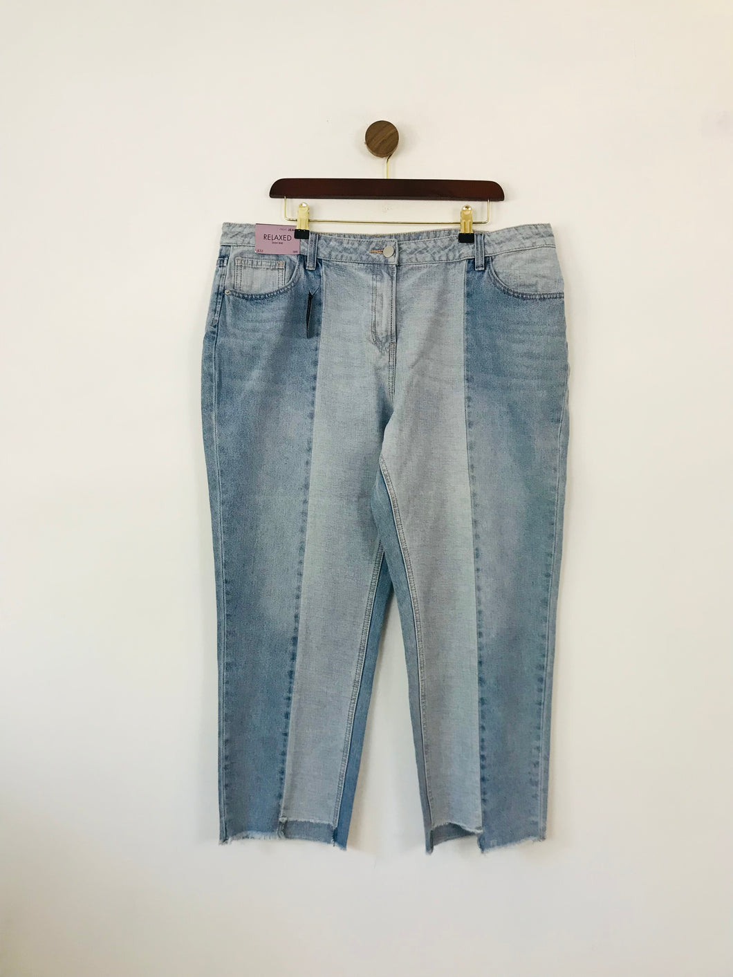 Next Women's Two Toned Relaxed Straight Jeans NWT | UK18 | Blue