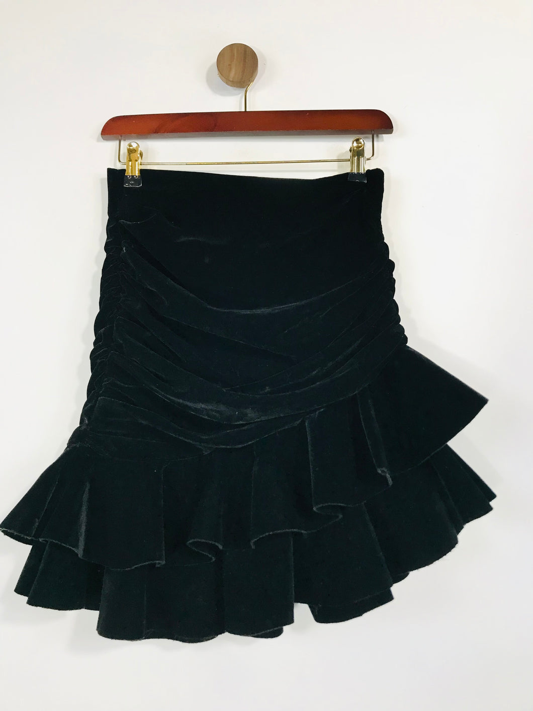 Zara Women's Ruched Velvet Mini Skirt | XS UK6-8 | Black