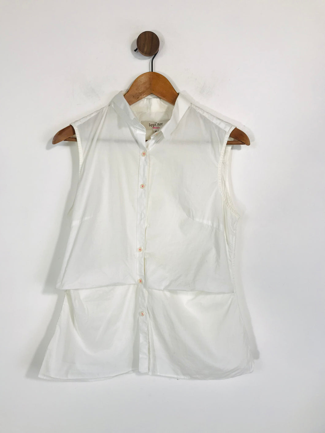 Savile Row Women's Cotton High Neck Blouse | UK10 | White