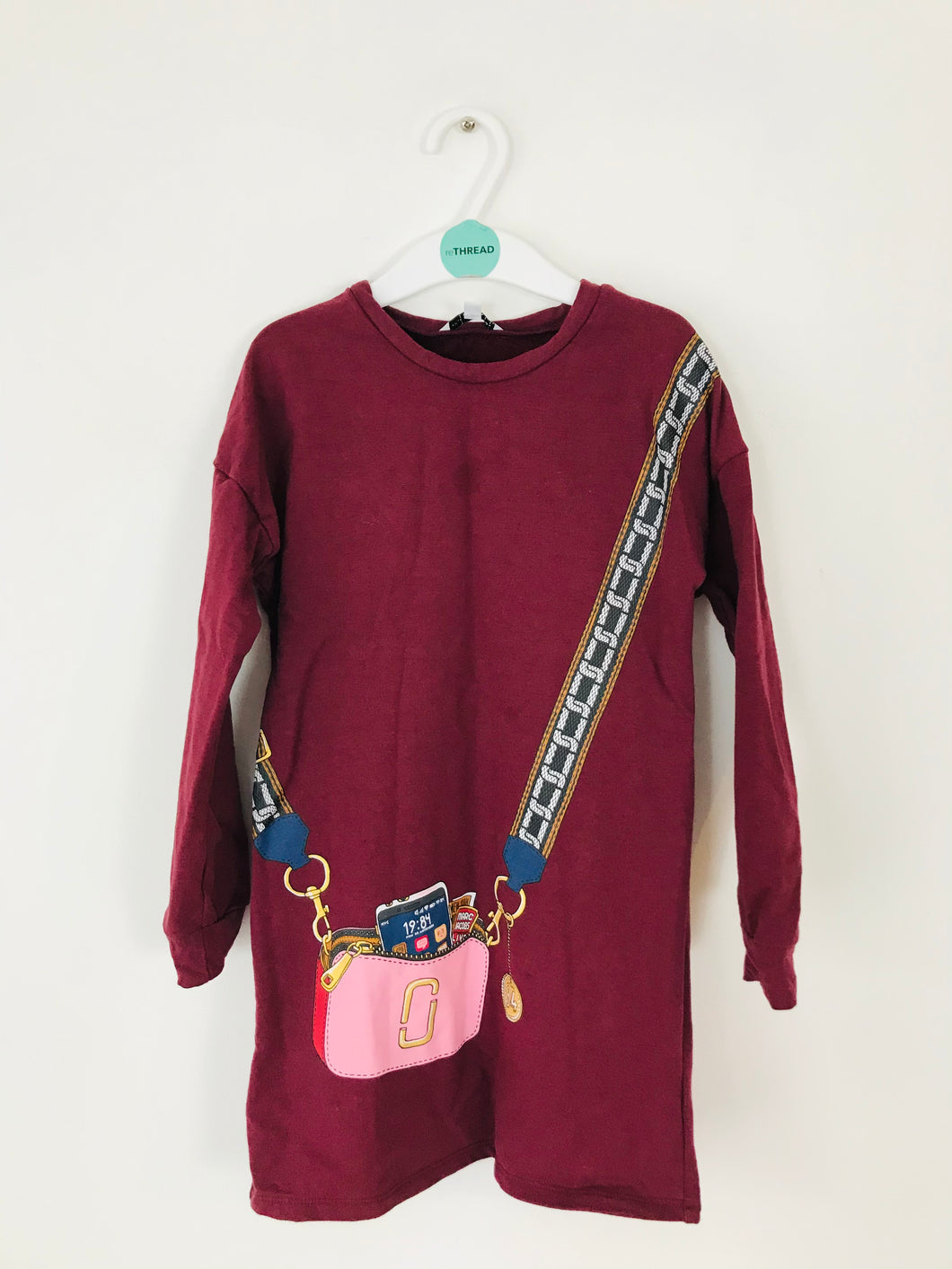 Little Marc Jacobs Girl’s Graphic Jumper Dress | 6 Years | Burgundy Red