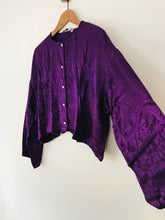 Load image into Gallery viewer, Zara Women&#39;s Button Up Cropped Blouse  | XL UK16 | Purple
