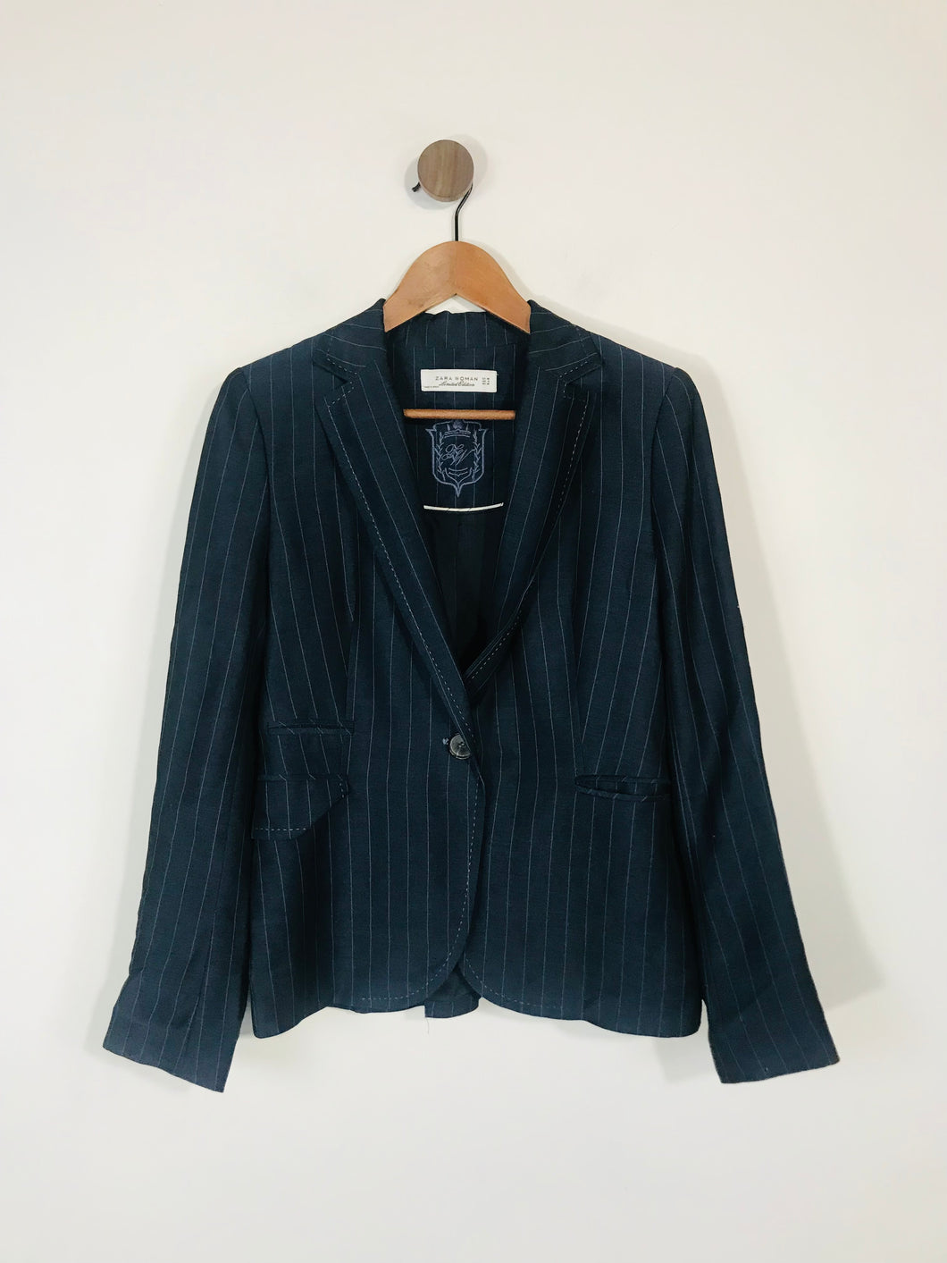 Zara Women's Striped Smart Suit Blazer Jacket | EU40 UK12 | Blue
