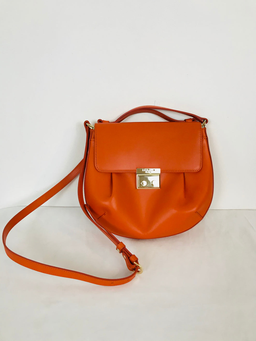 L.K. Bennett Women’s Leather Crossbody Saddle Bag | H9 W10 | Orange