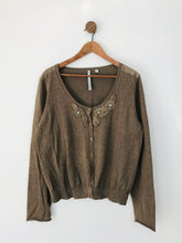 Load image into Gallery viewer, Crew Clothing Women&#39;s Floral Embellished Cardigan | UK18 | Brown
