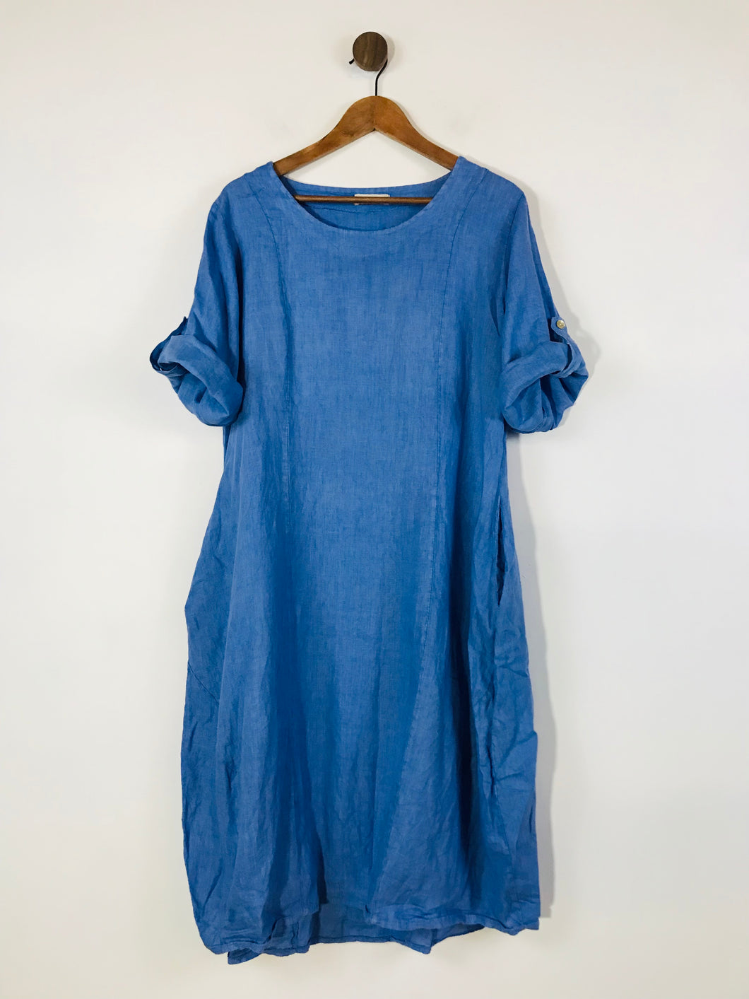 C.Valentyne Women's Linen Loose Fit Shift Dress | UK16 | Blue