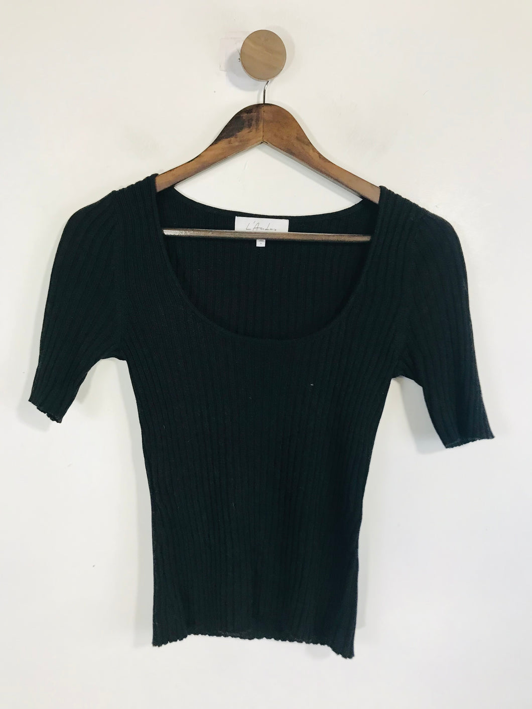 L’academie Women's Ribbed T-Shirt | S UK8 | Black