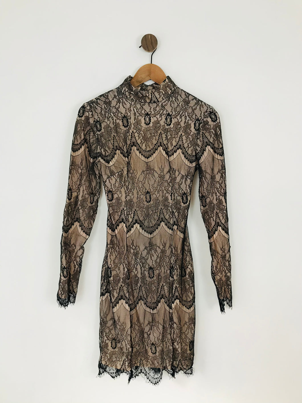 House of CB Women’s Long Sleeve Lace Bodycon Dress | M UK10-12 | Black