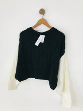 Load image into Gallery viewer, Topshop Women’s Oversized Cable Knit Cropped Jumper NWT | S/M UK8-10 | Black
