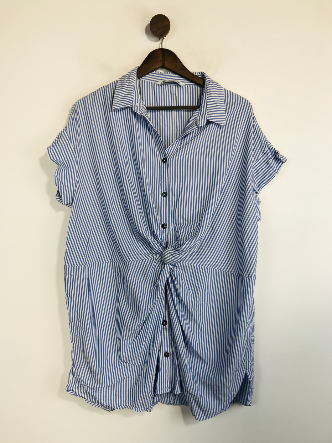 Zara Women's Striped Shirt Dress | L UK14 | Blue