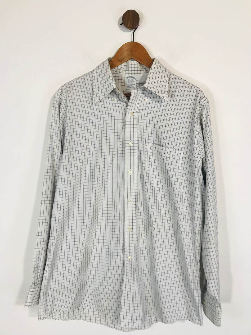 Brooks Brothers Men's Check Button-Up Shirt | 16 | White