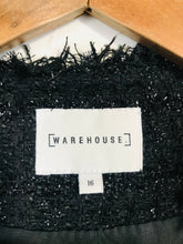 Load image into Gallery viewer, Warehouse Women&#39;s Tweed Blazer Jacket | UK16 | Black
