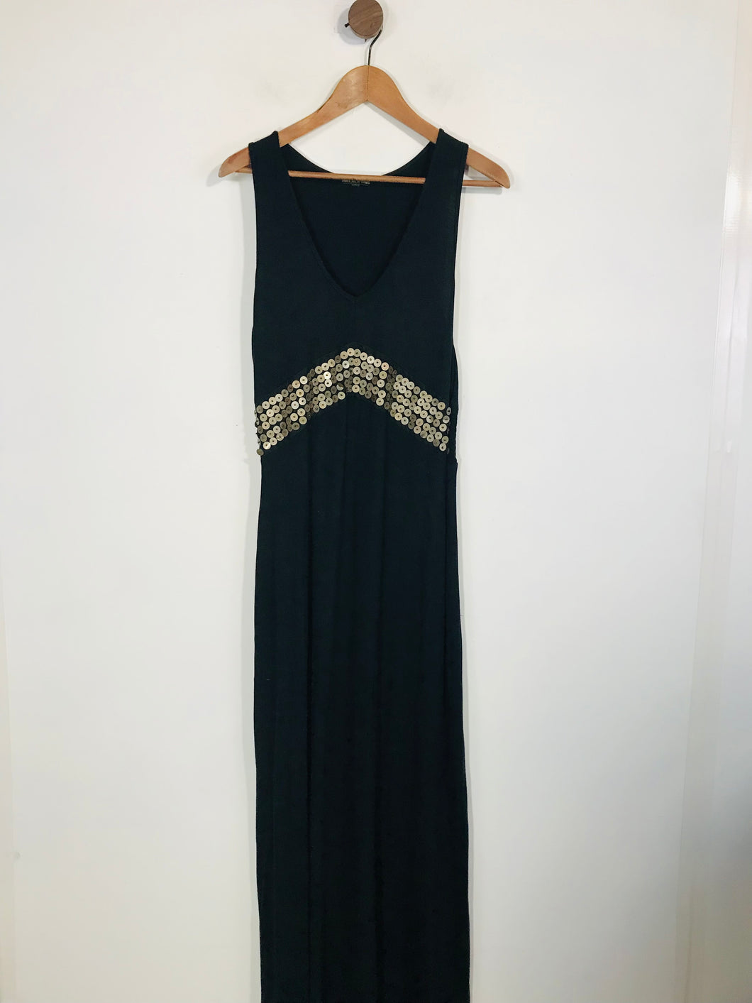 Biba Women's Boho Sequin Maxi Dress | L UK14 | Black