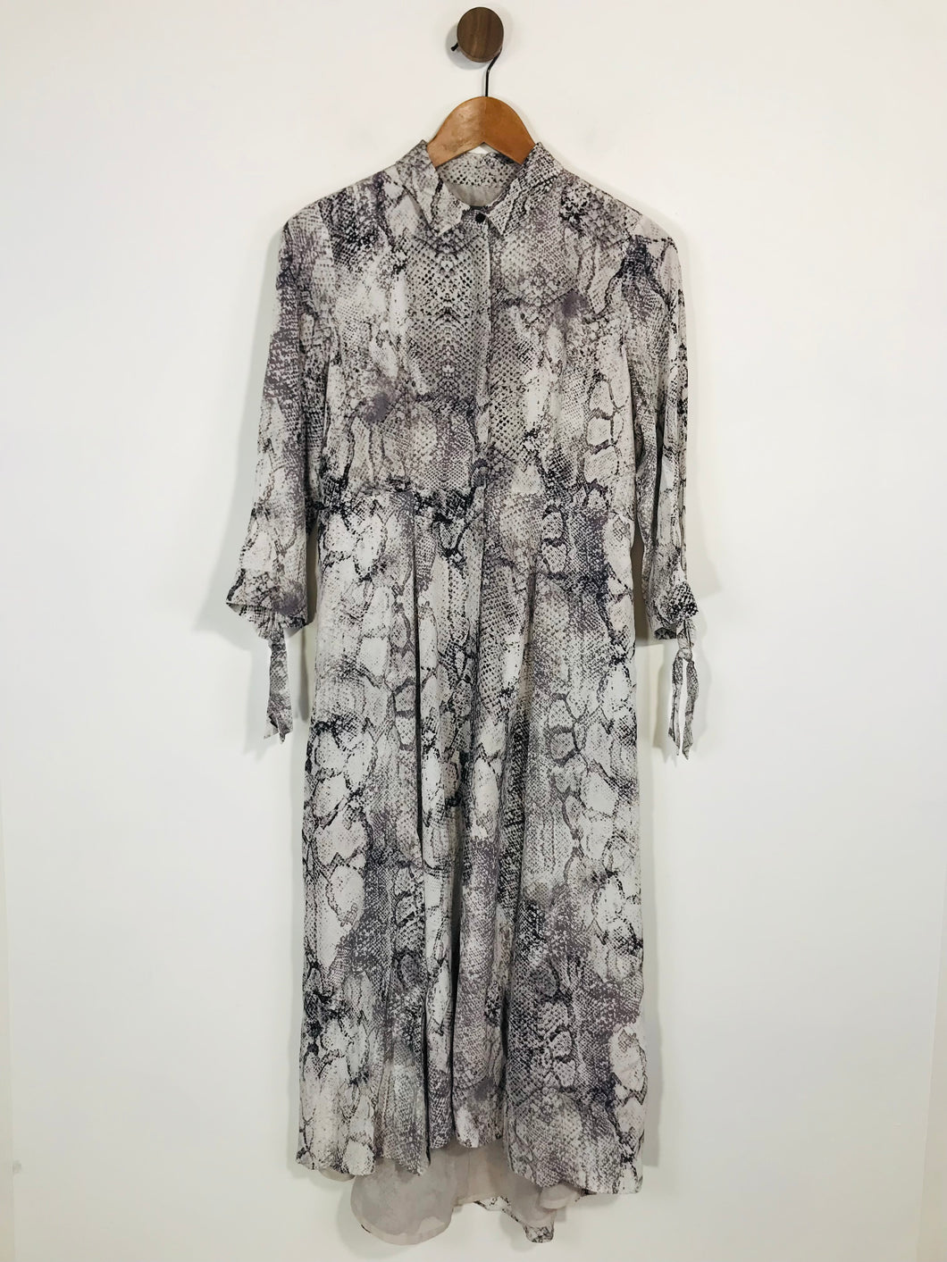 Mint Velvet Women's Snakeskin Print Midi Shirt Dress | UK8 | Beige