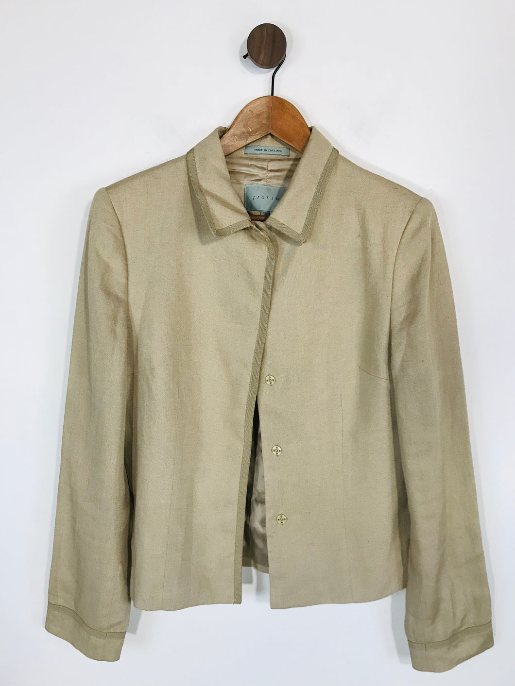 Jigsaw Women's Linen Smart Blazer Jacket | UK12 | Beige