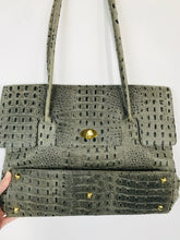 Load image into Gallery viewer, Pell Mell Women&#39;s Leather Croc Print Satchel Bag | Grey
