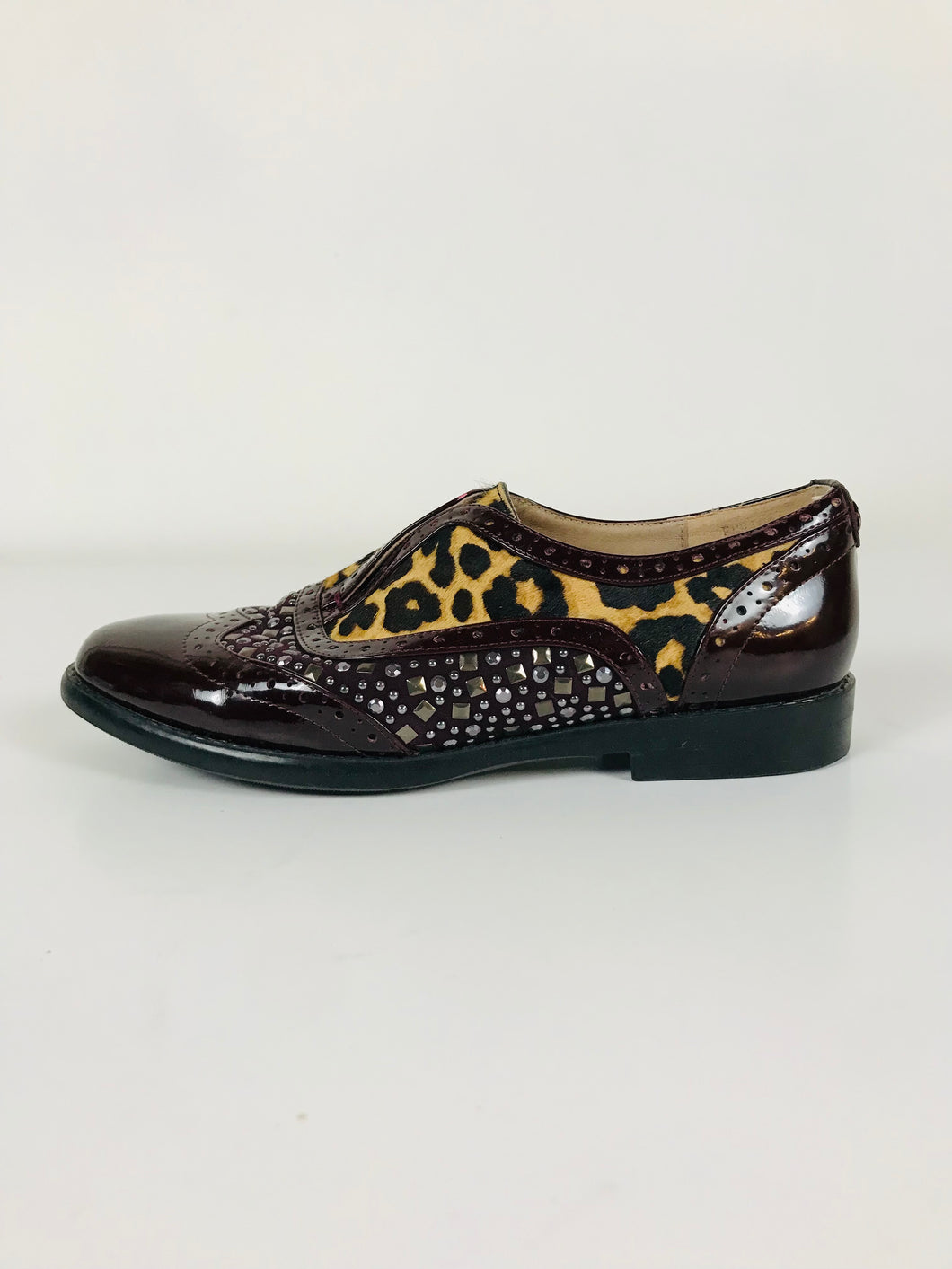 Moda In Pelle Women's Leopard Print Studded Brogues Shoes | 38 UK5 | Brown