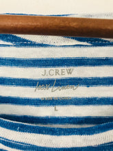 Load image into Gallery viewer, J.Crew Women’s 100% Linen Stripe T-Shirt Top | L UK14-16 | Blue
